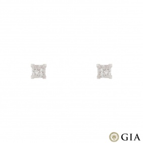 Princess Cut White Gold Diamond Earrings